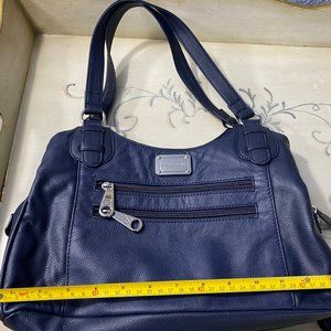 STONE MOUNTAIN DEEP NAVY DOUBLE HANDLE SATCHEL OR SHOULDER BAG.  EXCELLENT!
